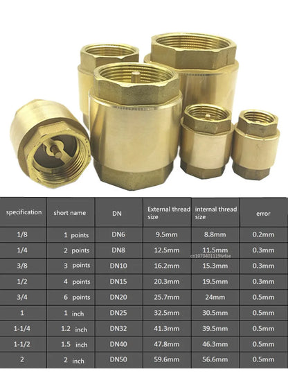 NPT Brass Check Valve Female Thread for Water Control 1/2"-2"