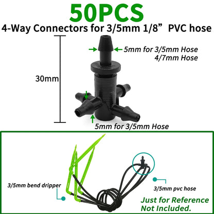 Irrigation 2L/4L/8L Steady Flow Dripper with 4-Way Connector 20Sets