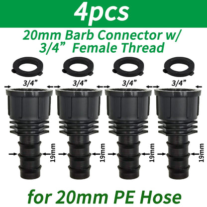 "1/2" - 3/4" Male/Female Thread to Barb PE Hose Adapter