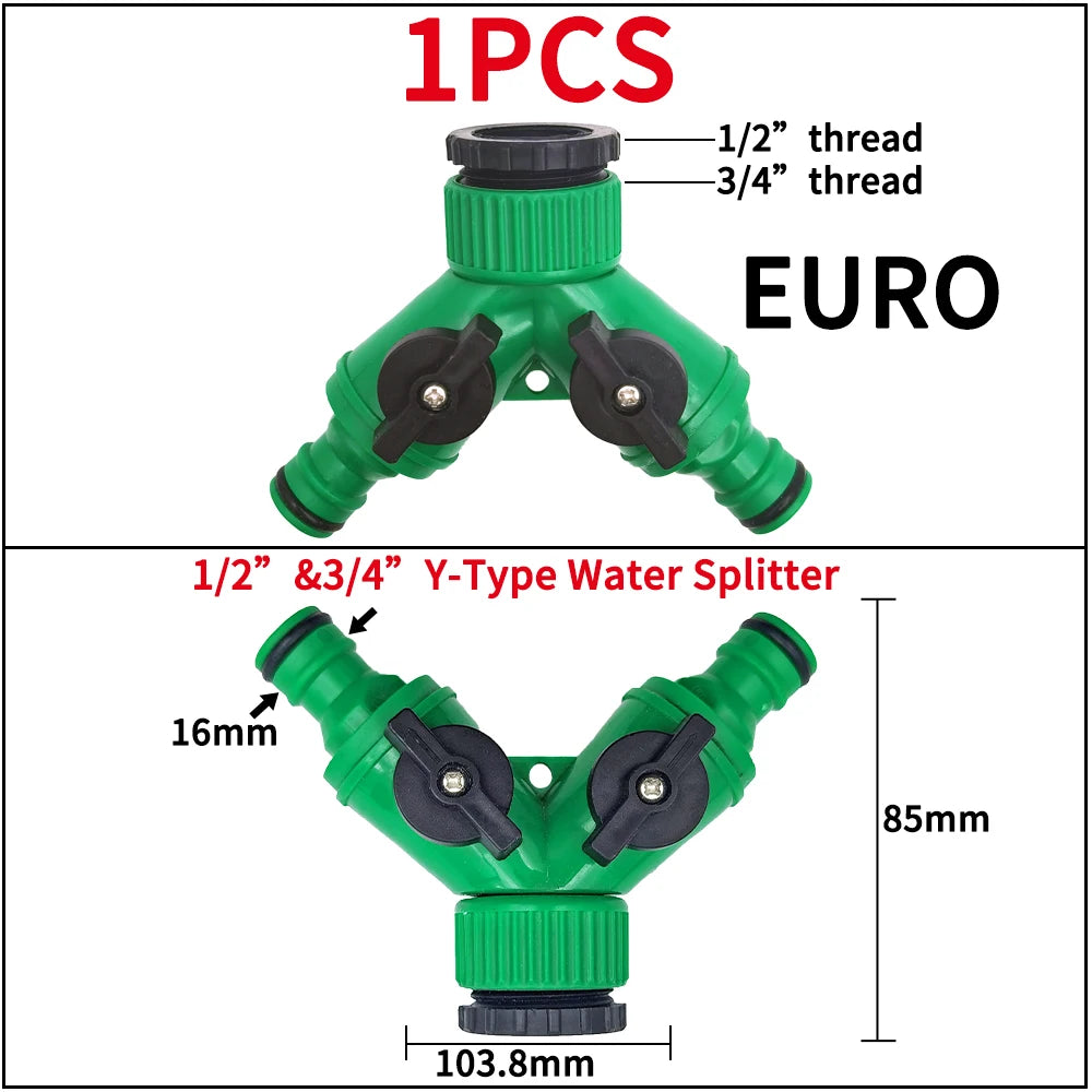 Garden Tap Adapters 1/2" 3/4" Drip Irrigation Splitters Joint