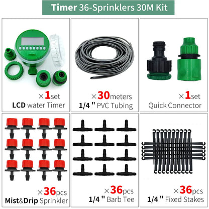 DIY Drip Irrigation Kit 5M-50M Garden Hose with Adjustable Drippers