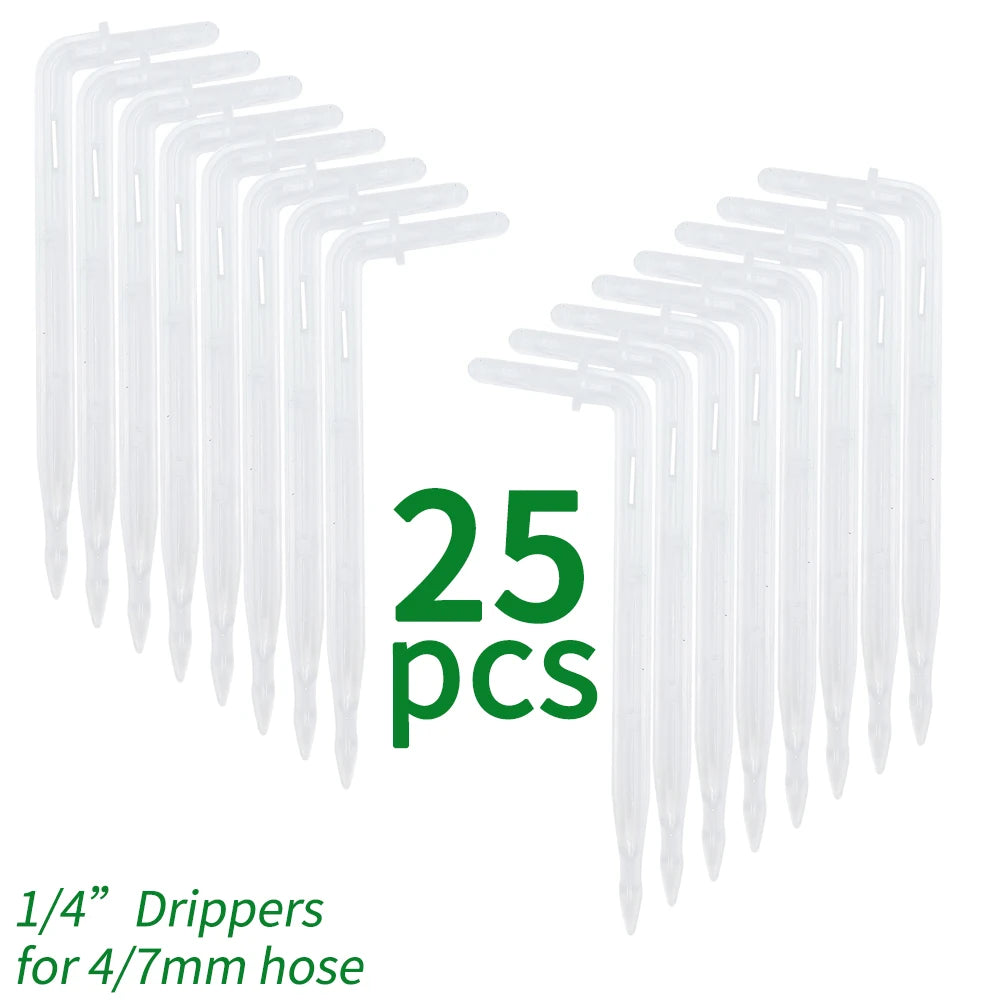 25x Transparent Bend Arrow 1/4'' 4/7mm Hose Dripper Micro Irrigation