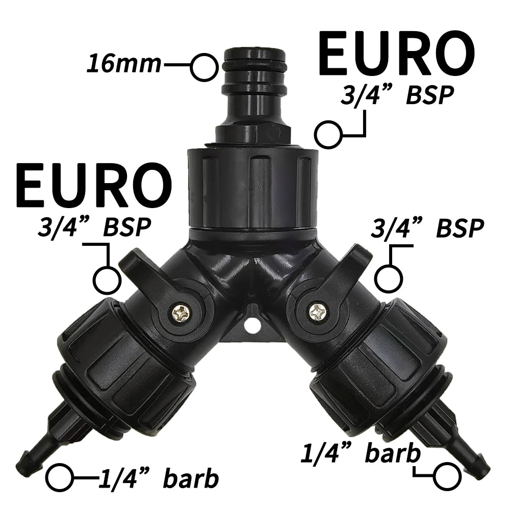 2-Way 4-Way Tap Adapter Splitter 3/4'' to 1/4'' for Drip Irrigation