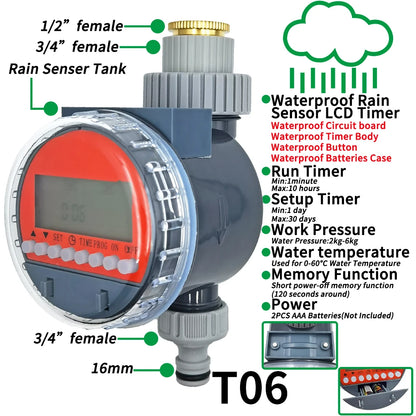 Garden Watering Timer LCD Solar Drip Irrigation Controller