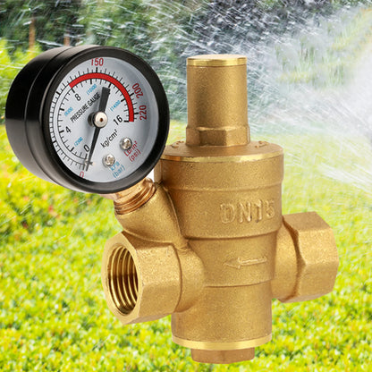 DN15 Brass Adjustable Water Pressure Regulator with Gauge Meter