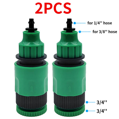 2PCS Quick Coupling Adapter 1/4" 3/8" Barbed Connector for Irrigation