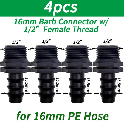 "1/2" - 3/4" Male/Female Thread to Barb PE Hose Adapter