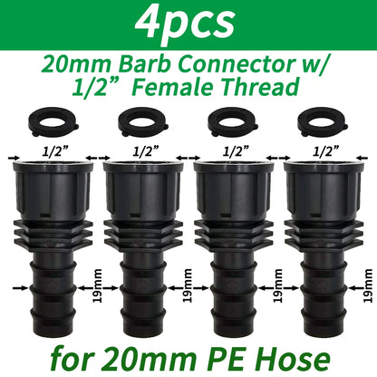 "1/2" - 3/4" Male/Female Thread to Barb PE Hose Adapter