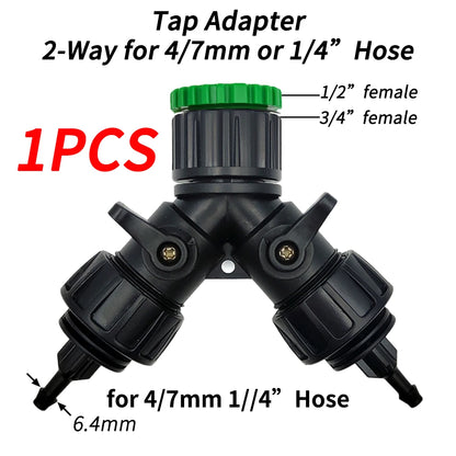 HP Tap Hose Splitter Adapter 2-Way 4-Way Connector 1/2" 3/4" to 1/4"