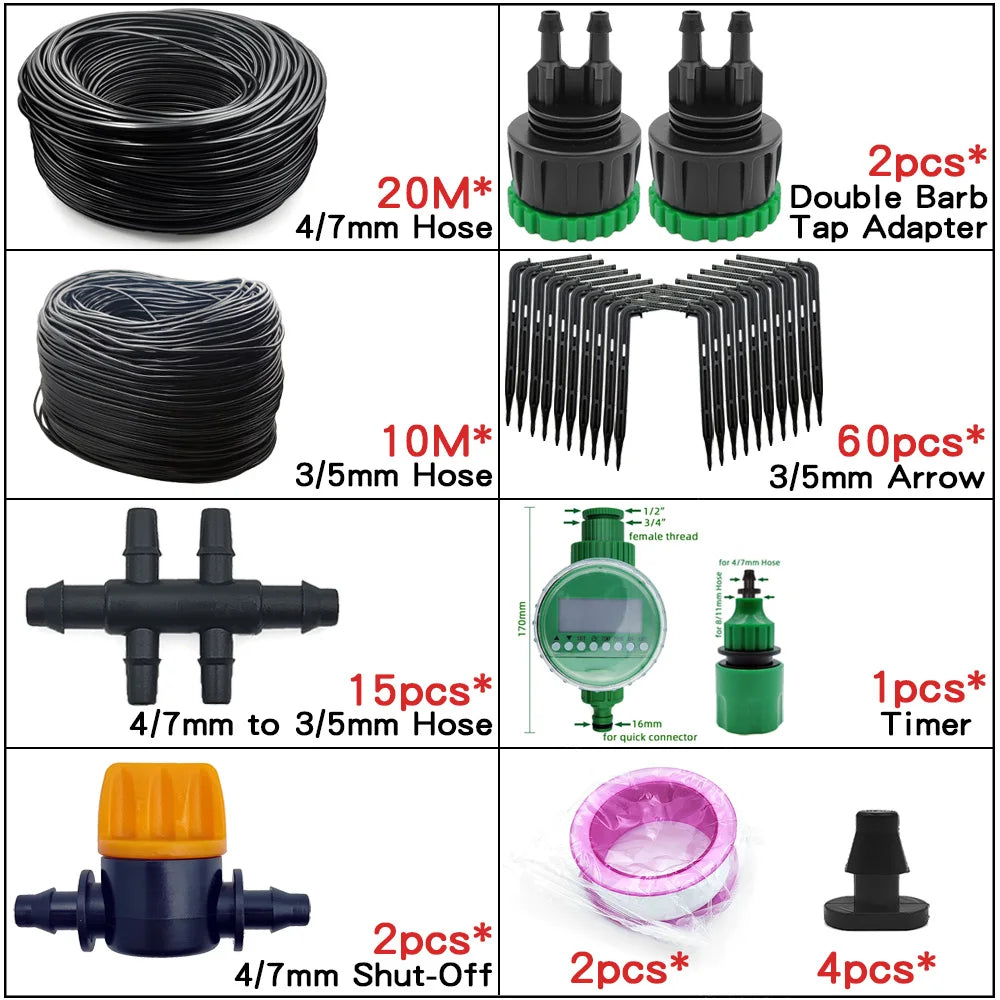 4/7mm to 3/5mm Hose Automatic Drip Irrigation System Kit