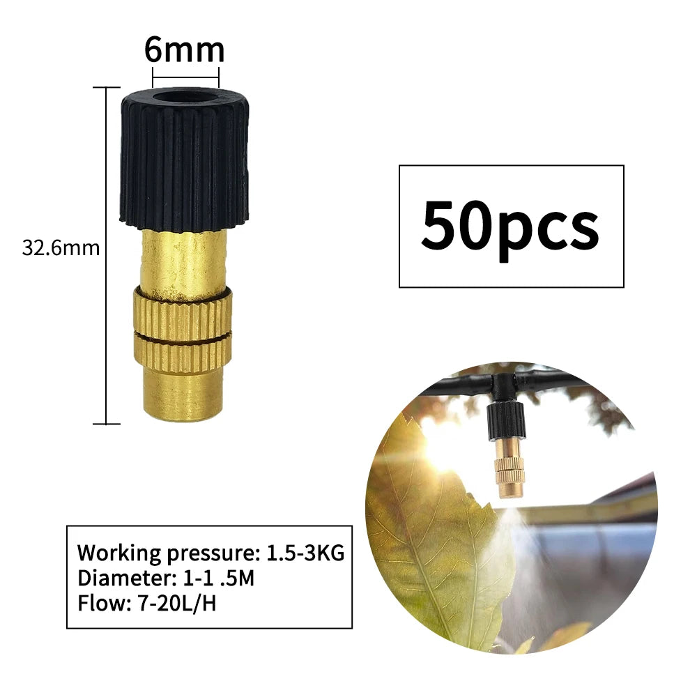 15-250Pcs Brass Misting Nozzles for Drip Irrigation Garden Cooling