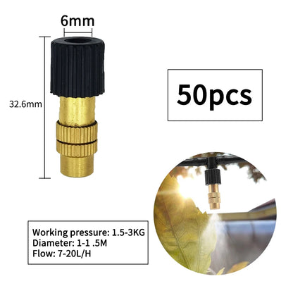 15-250Pcs Brass Misting Nozzles for Drip Irrigation Garden Cooling