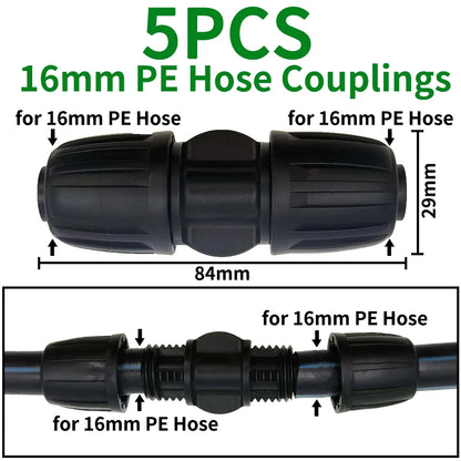 5PCS 16mm 1/2'' PE Pipe Connector Tee Splitter for Drip Irrigation