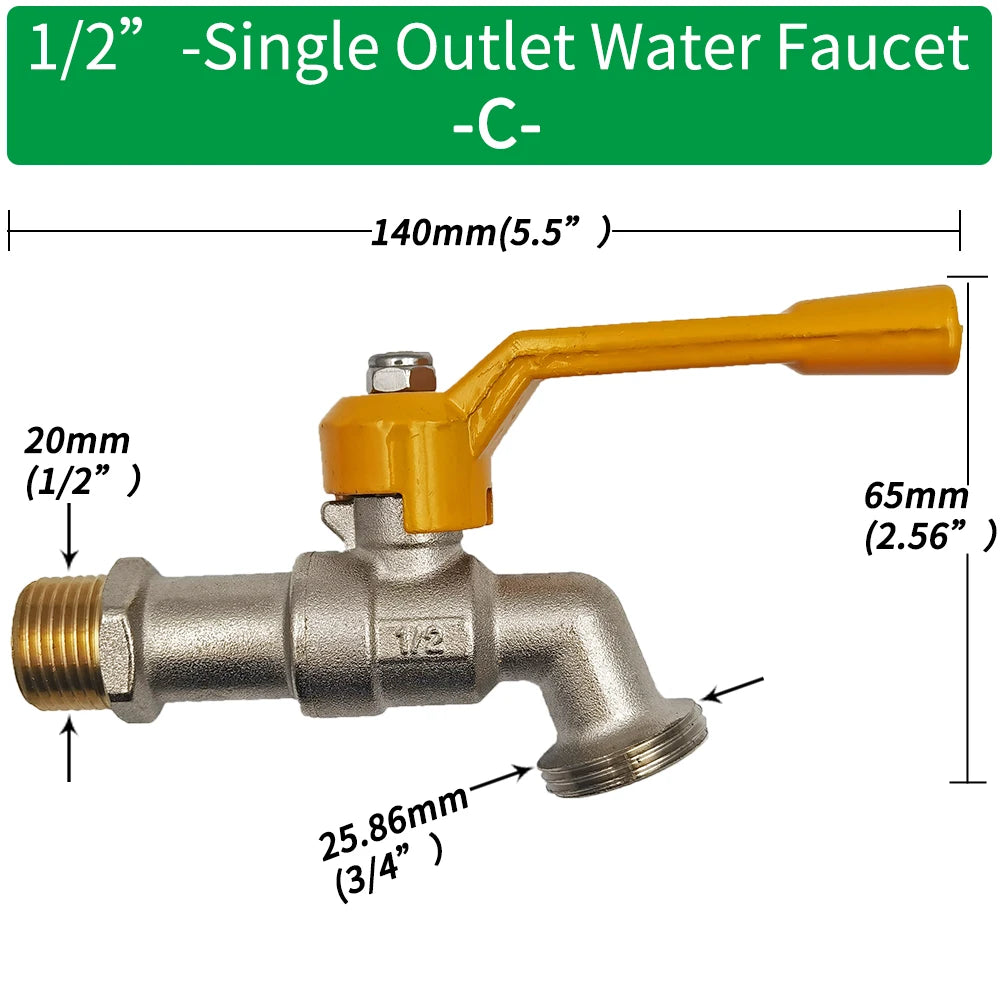 Garden Hose Adapter 1/2'' IBC Tank Connector Brass Valve Fitting