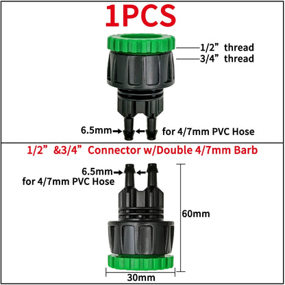 Garden Tap Adapters 1/2" 3/4" Drip Irrigation Splitters Joint