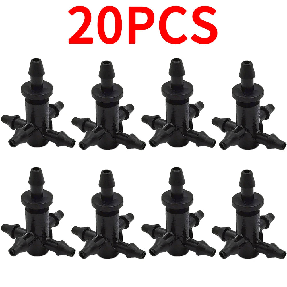 20PCS Barbed 3/5mm Hose Quick Connector with 2-Way 4-Way Splitter