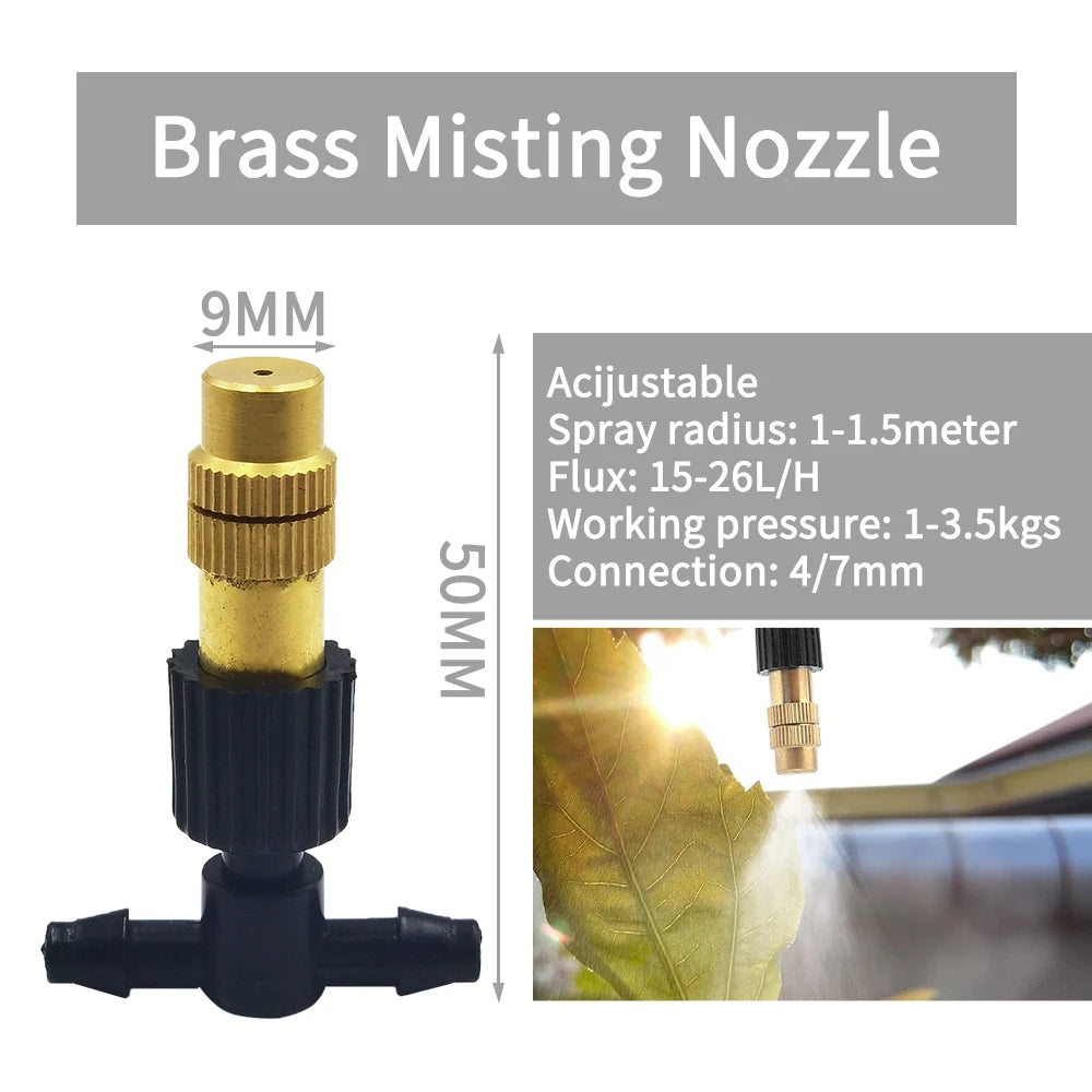 M-30M Garden Brass Misting Cooling System 1/4'' Nozzles for Irrigation