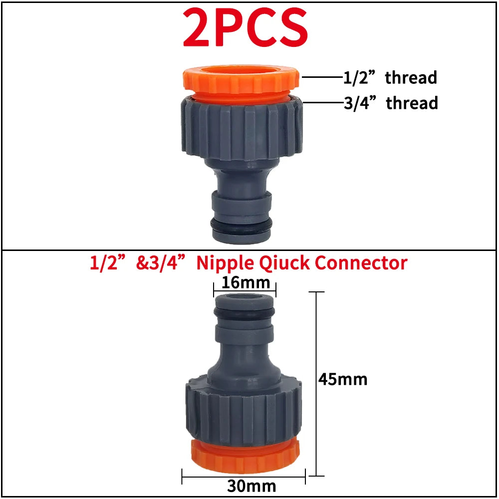 Garden Tap Adapters 1/2" 3/4" Drip Irrigation Splitters Joint