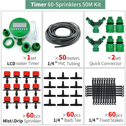 DIY Drip Irrigation Kit 5M-50M Garden Hose with Adjustable Drippers