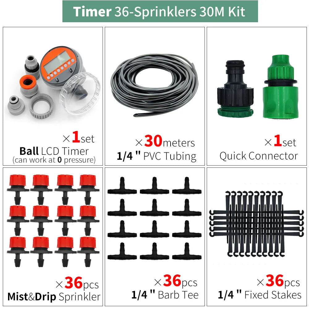 DIY Drip Irrigation Kit 5M-50M Garden Hose with Adjustable Drippers