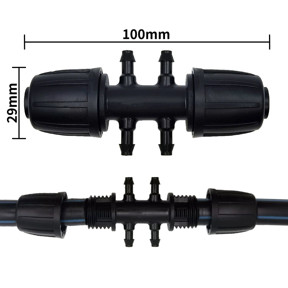 16mm to 4/7mm 6-Way Connector for Garden Irrigation Micro Hose Fitting