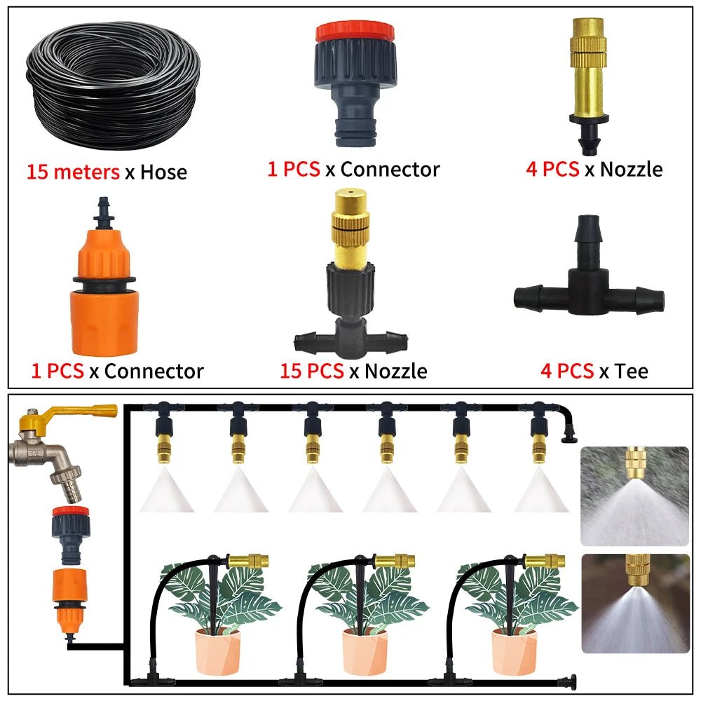 M-30M Garden Brass Misting Cooling System 1/4'' Nozzles for Irrigation