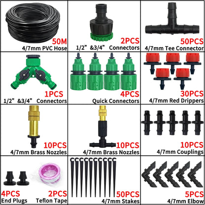 5-50M Garden Micro Drip Irrigation System DIY Mist Spray Cooling