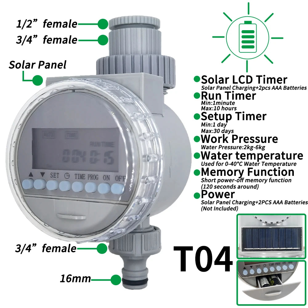 Garden Watering Timer LCD Solar Drip Irrigation Controller