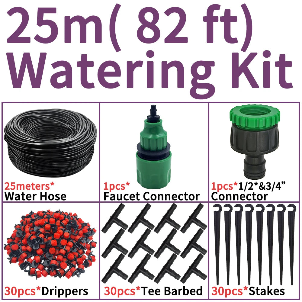 5M-25M Micro Drip Watering Kit DIY Automatic Irrigation 4/7'' Hose