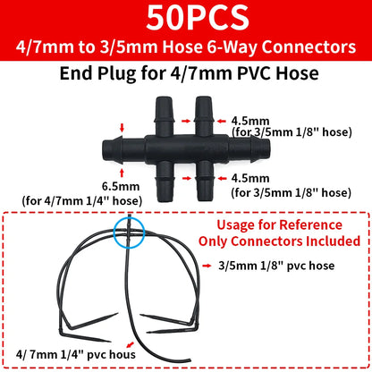 50x 4/7mm Bend Arrow Dripper 1/4'' for Micro Irrigation