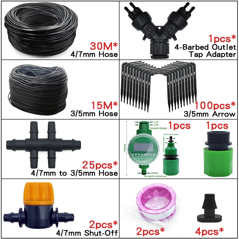 4/7mm to 3/5mm Hose Automatic Drip Irrigation System Kit