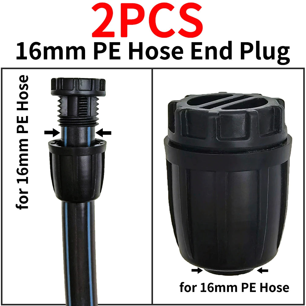 2PCS 16mm 1/2'' PE Pipe Tee Connector Splitter for Drip Irrigation