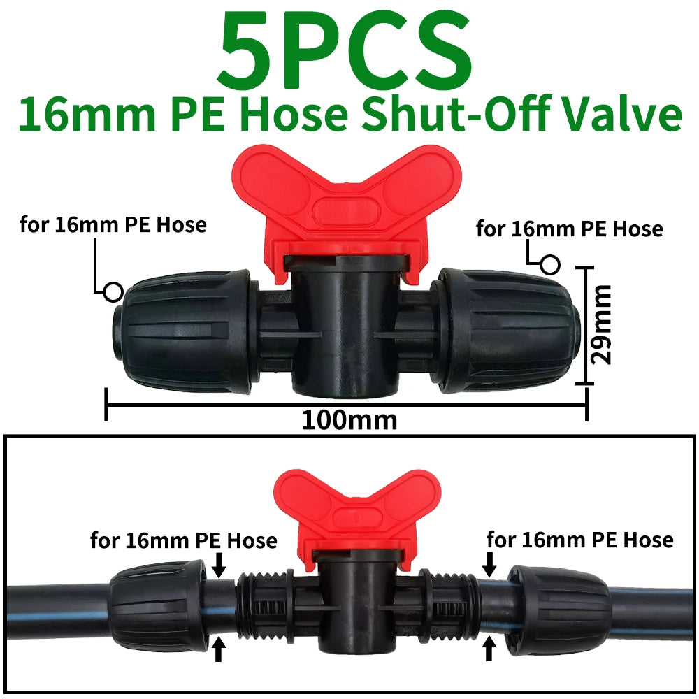 5PCS 16mm 1/2'' PE Pipe Connector Tee Splitter for Drip Irrigation