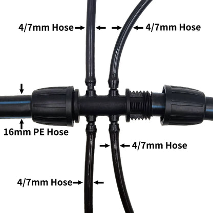 16mm to 4/7mm 6-Way Connector for Garden Irrigation Micro Hose Fitting