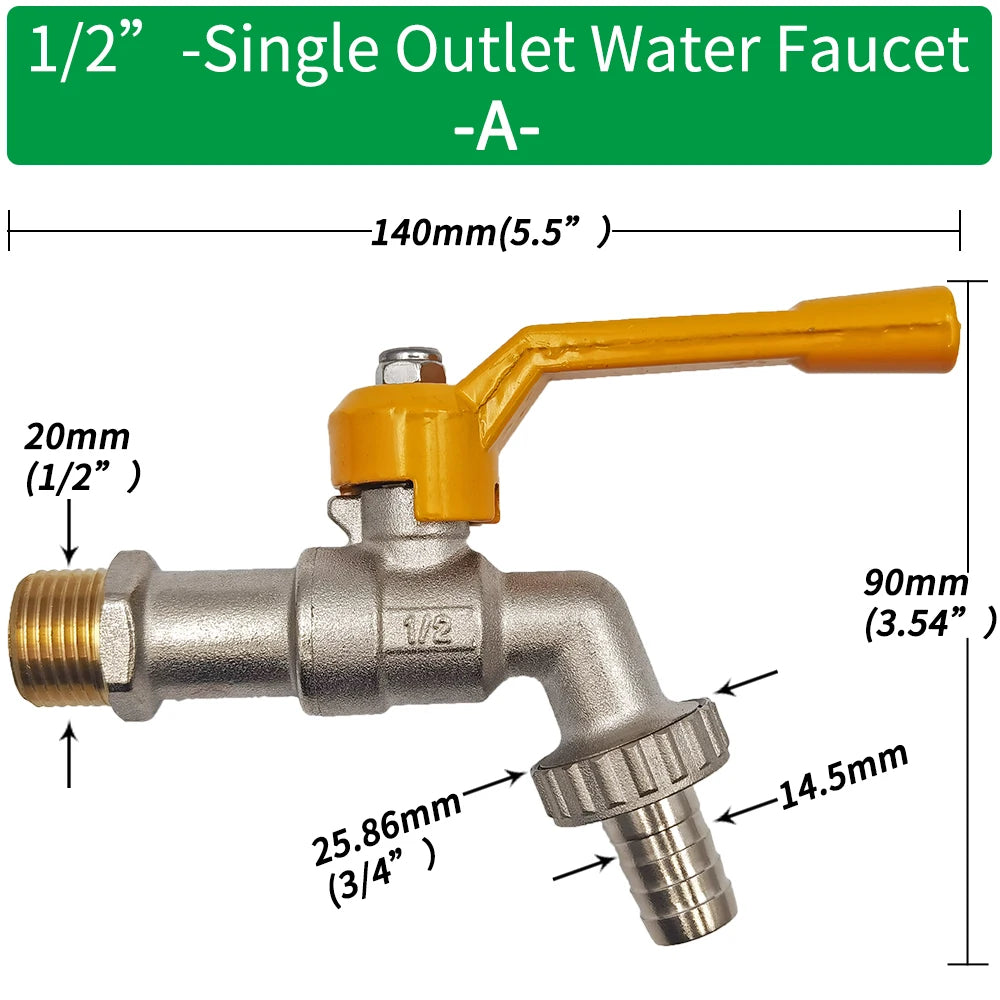 Garden Hose Adapter 1/2'' IBC Tank Connector Brass Valve Fitting