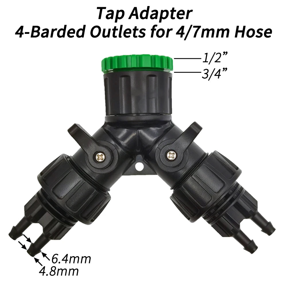 HP Tap Hose Splitter Adapter 2-Way 4-Way Connector 1/2" 3/4" to 1/4"