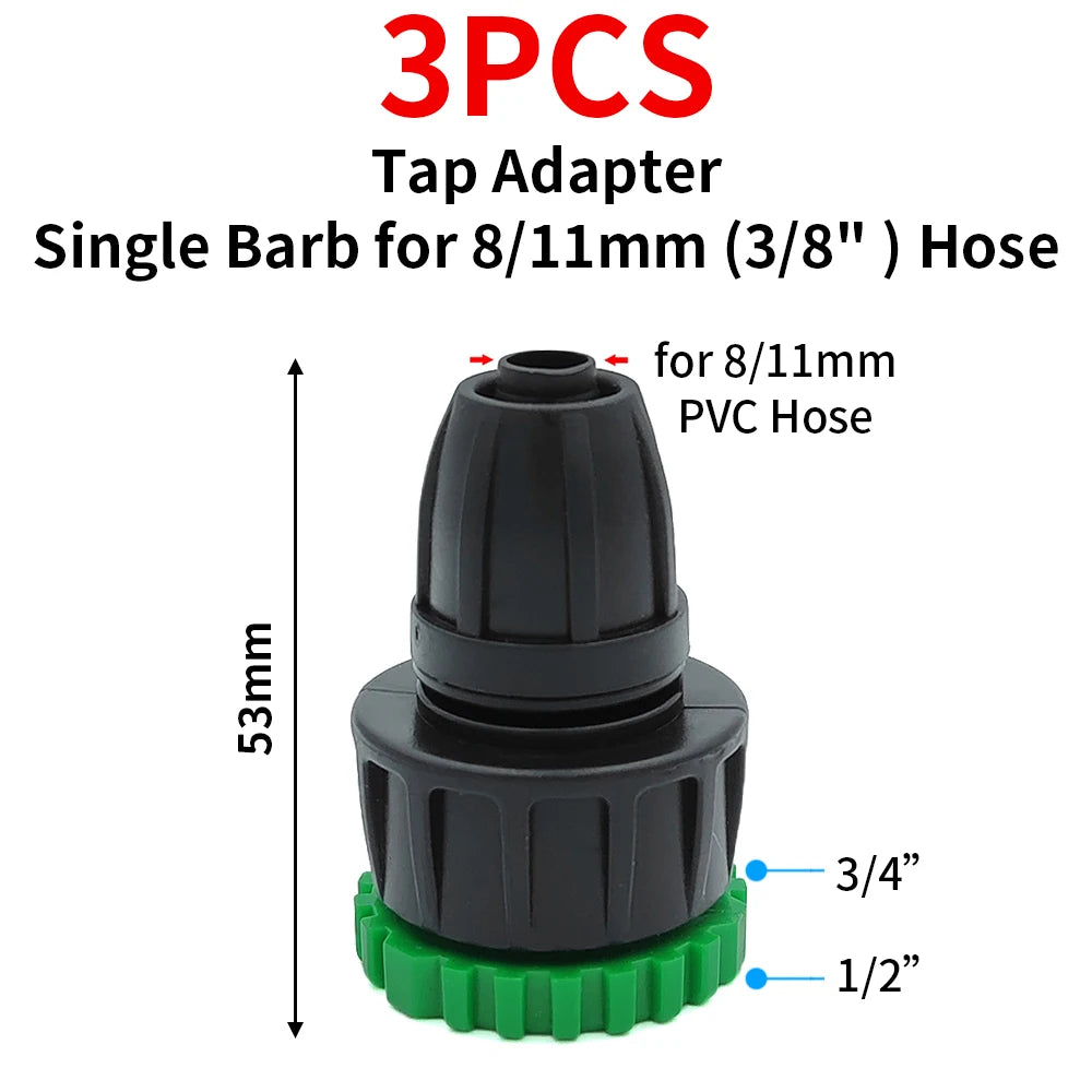 2PCS Quick Coupling Adapter 1/4" 3/8" Barbed Connector for Irrigation