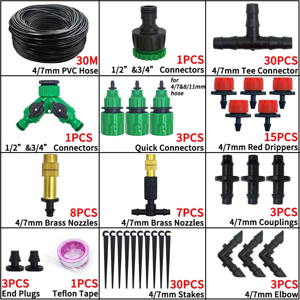 5-50M Garden Micro Drip Irrigation System DIY Mist Spray Cooling